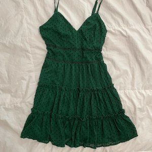 Green ruffle polka dot dress